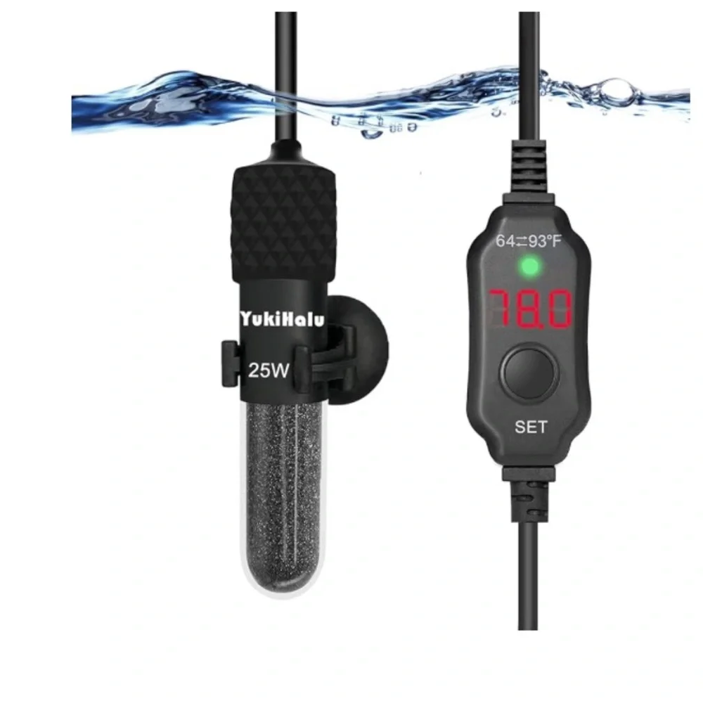 YukiHalu Small Submersible Aquarium Heater for Fish Tank Adjustable New